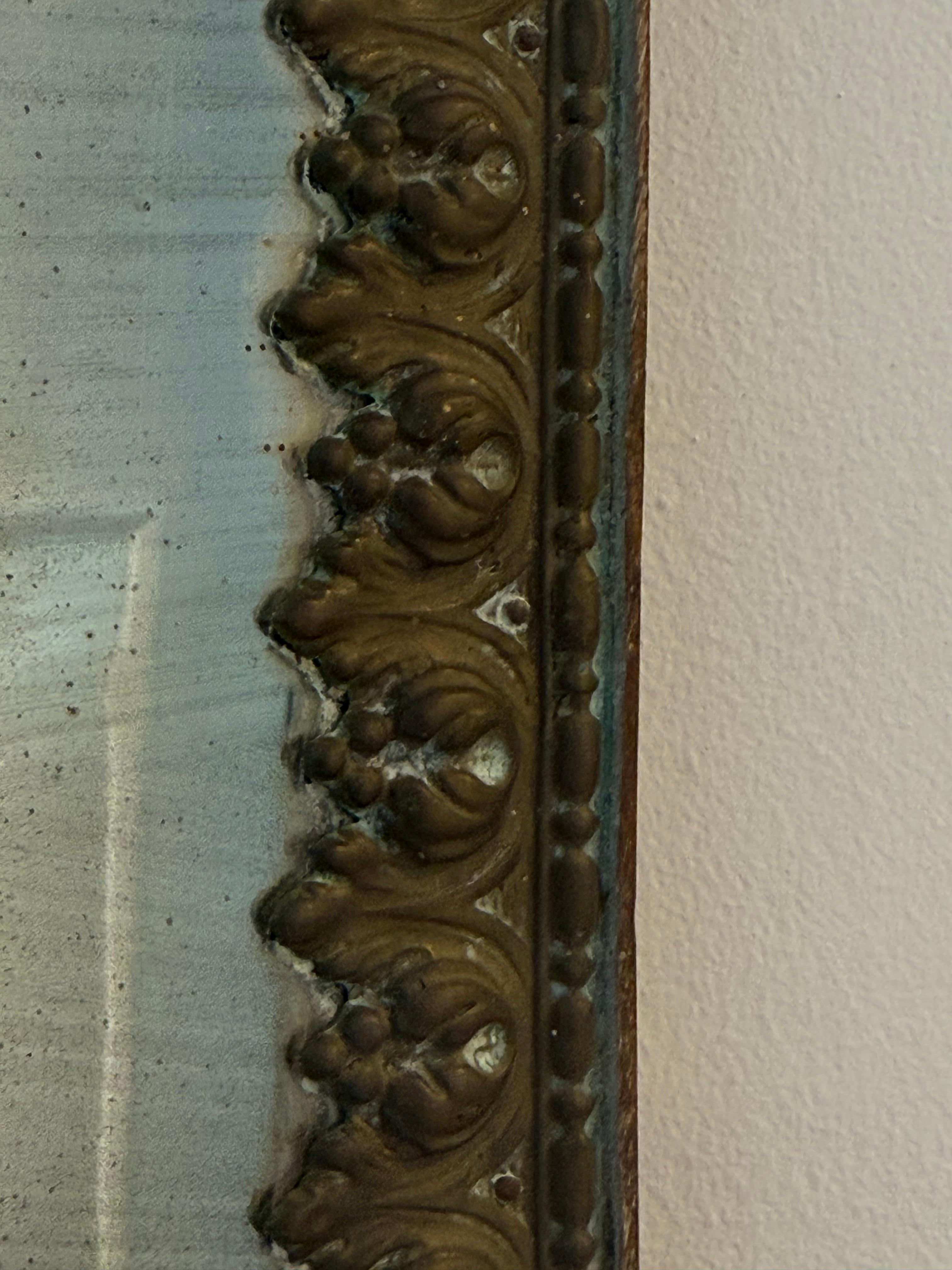 Laiton Miroir à coussin en laiton du XIXe siècle en vente