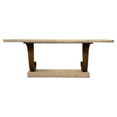 1930’s Travertine & Iron Console Table