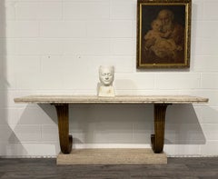 1930’s Travertine & Iron Console Table