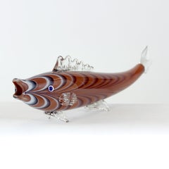 Large Hand Blown Art Glass Fish, Czechoslovakia, 1960s