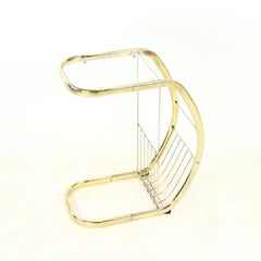 1970 Side Table In Brass And Glass, Italy