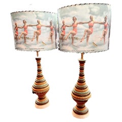 Pair of Vintage, 1950's Chalk Ware Table Lamps