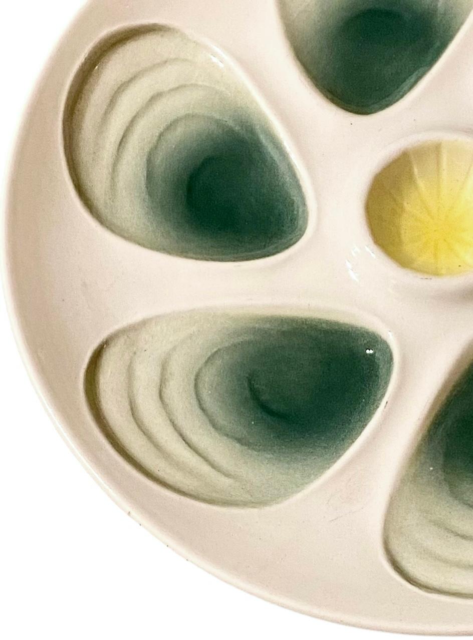 Ceramic Antique French Salins Oyster Plates Set of Four For Sale