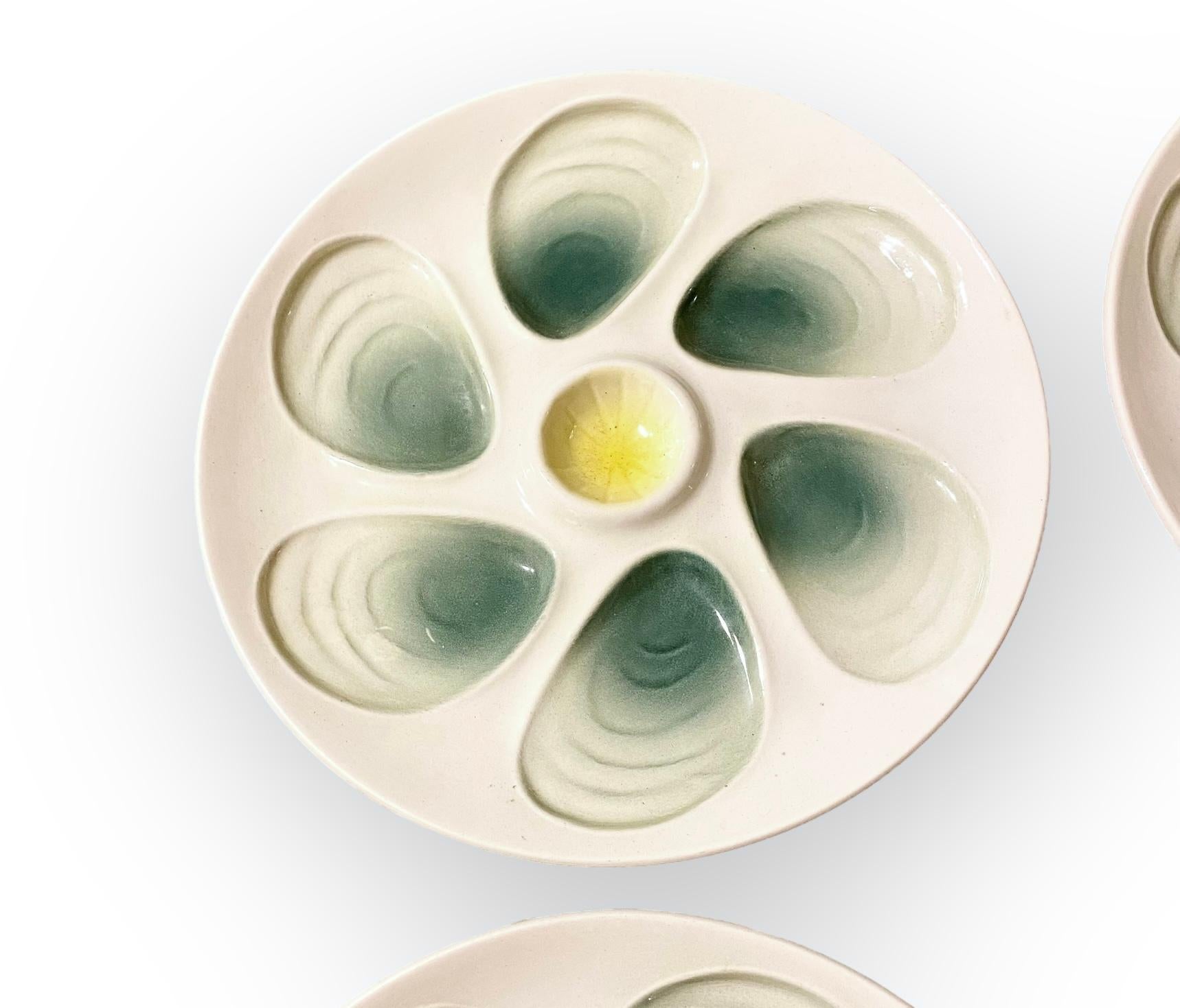 20th Century Antique French Salins Oyster Plates Set of Four For Sale