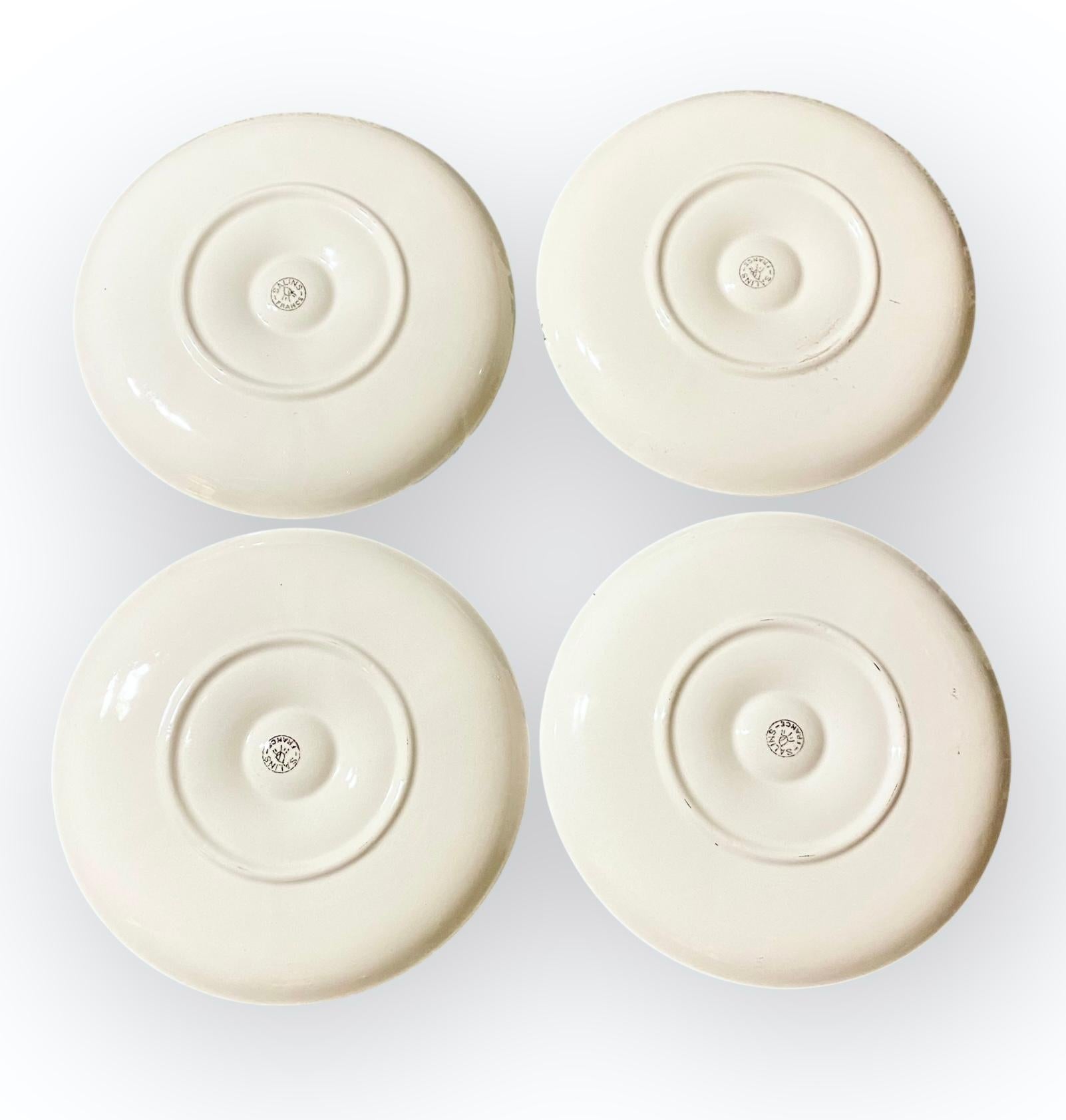 Antique French Salins Oyster Plates Set of Four For Sale 4