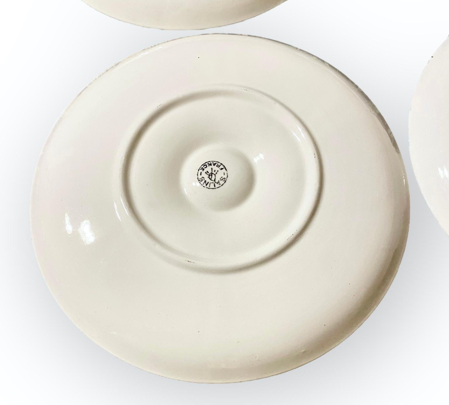 Antique French Salins Oyster Plates Set of Four For Sale 5