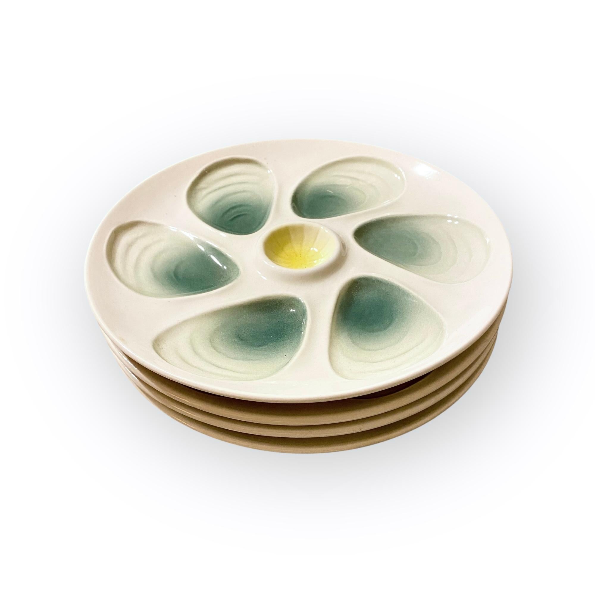 Antique French Salins Oyster Plates Set of Four For Sale 6