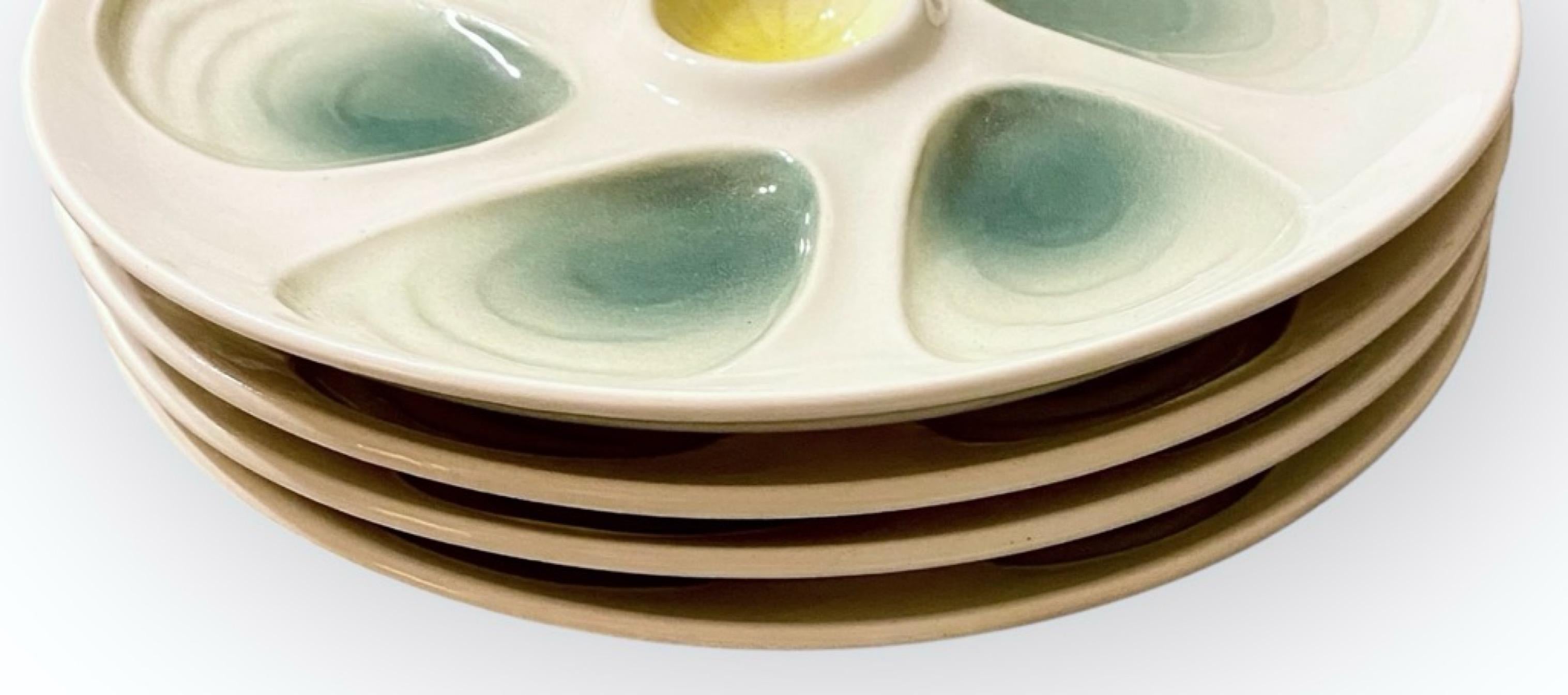 Antique French Salins Oyster Plates Set of Four For Sale 7