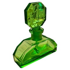 Art Deco Heinrich Hoffmann Czech Uranium Glass Perfume Bottle