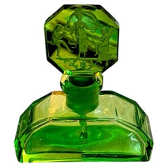 Art Deco Heinrich Hoffmann Czech Uranium Glass Perfume Bottle
