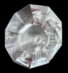 Czechoslovakian Art Deco Paneled Crystal Perfume Bottle Frosted Crystal Stoppe