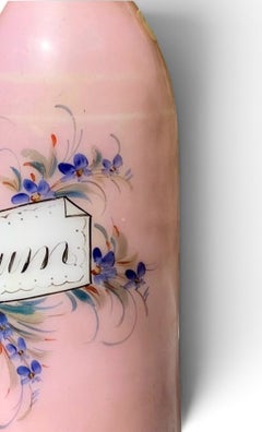 Viktorianische Glasflasche im Antik-Friseurstil mit handgemalten Blumen