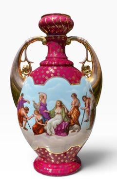 Antique Royal Vienna Style Porcelain Twin-Handled Urn Vase