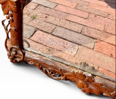 Black Forest Hand Carved Walnut Mirror Vines Leaves Berrys