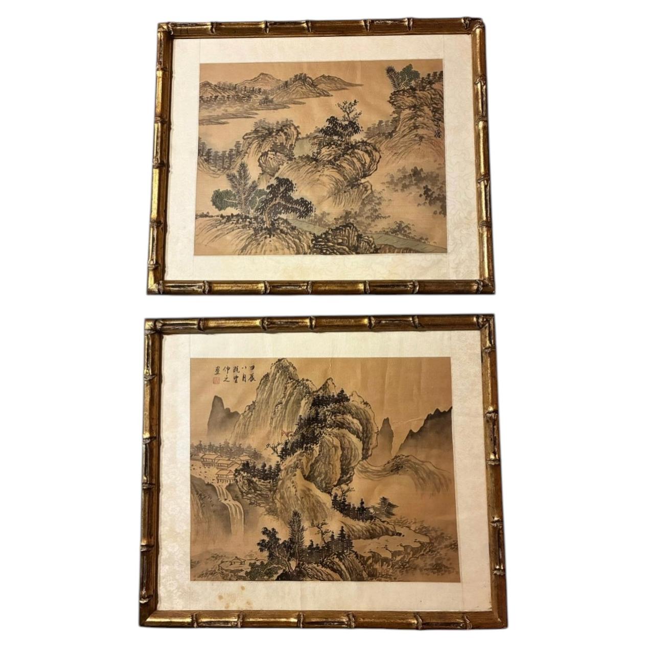 A Pair Of Chinese paintings, Ink And Color On Silk, 20th century, signed