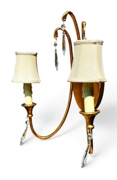 Gold Leaf 2-Light Crystal Wall Sconce
