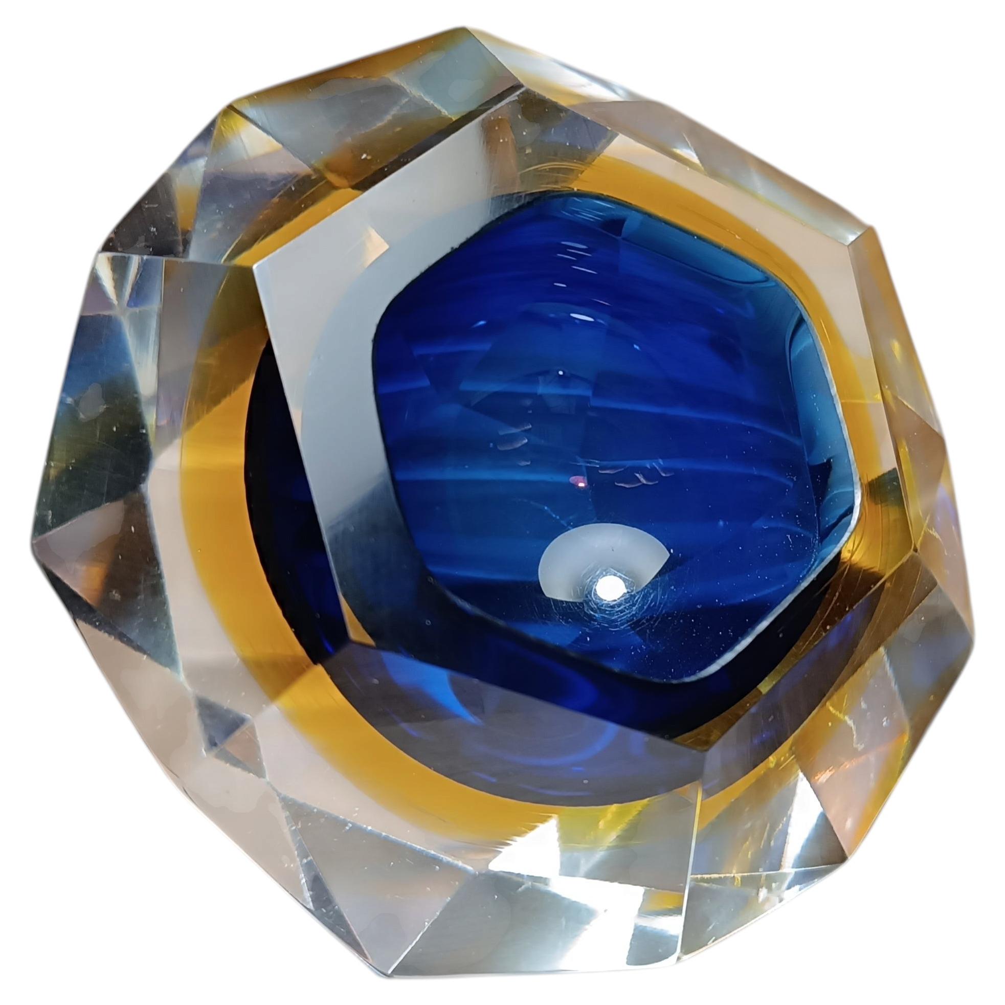 Mid-Century Murano Glass Ashtray or Bowl by Flavio Poli, Sommerso Murano Glass