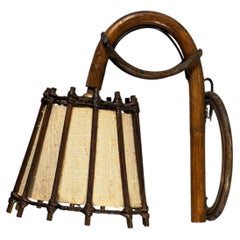 Lampada da parete in rattan in stile Mid-Century Modern di Louis Sognot, Francia, 1960