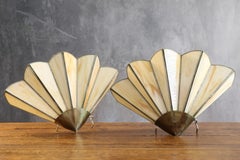 Pair of Vintage Art Deco Style Glass Paste and Brass Wall Lights, France, 1970s