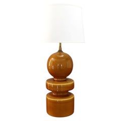 Lampe totem en céramique ambrée, style Ruelland, Mid-Century Modern, vers 1970