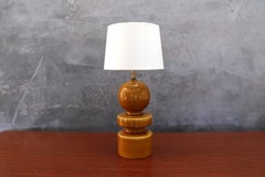 Lampe totem en céramique ambrée, style Ruelland, Mid-Century Modern, vers 1970