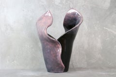 Sculptural Pink and Black Glazed Ceramic Vase Signed Jova, France, 1960s