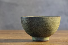 Moss Green Lava Glaze Footed Bowl Attributed to Jacques and Dani Ruelland, 1960s