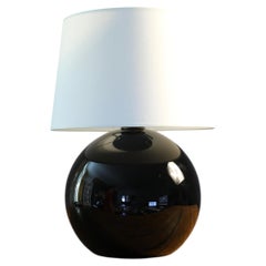 Lampe de table en verre noir et laiton, attribuée à Jacques Adnet, France, années 1950
