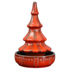 Orange-rot glasierte Keramik-Weihnachtsbaum-Skulptur von Jasba, Westdeutschland, 1960er Jahre
