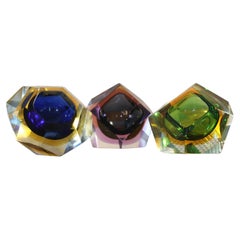 Three Sommerso Murano Glass Dishes Attributed to Flavio Poli, Italy, 1950s
