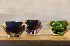 Three Sommerso Murano Glass Dishes Attributed to Flavio Poli, Italy, 1950s