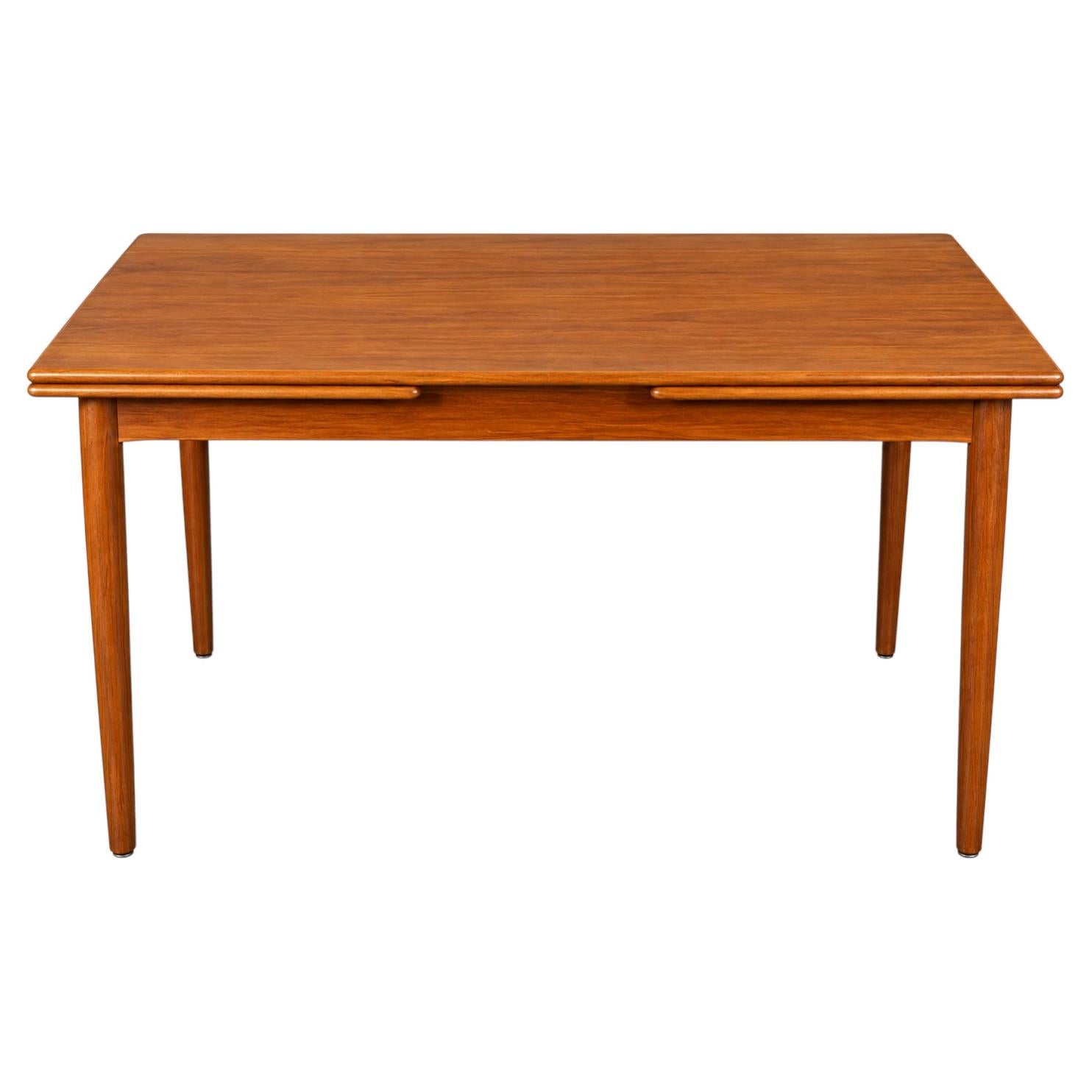 1960s 1970s Teak Extendable Dining Table Made in Denmark Danish Design