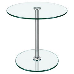 1970s 1980s Coffee Table Side Table in Chrome and Glass Space Age Design