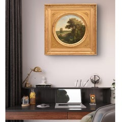 Antique Landscape Painting, Oil on Canvas, 19th Century.