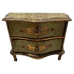 Mid Century Italian Florentine Painted and Giltwood Tabletop Chest Box