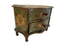 Mid Century Italian Florentine Painted and Giltwood Tabletop Chest Box