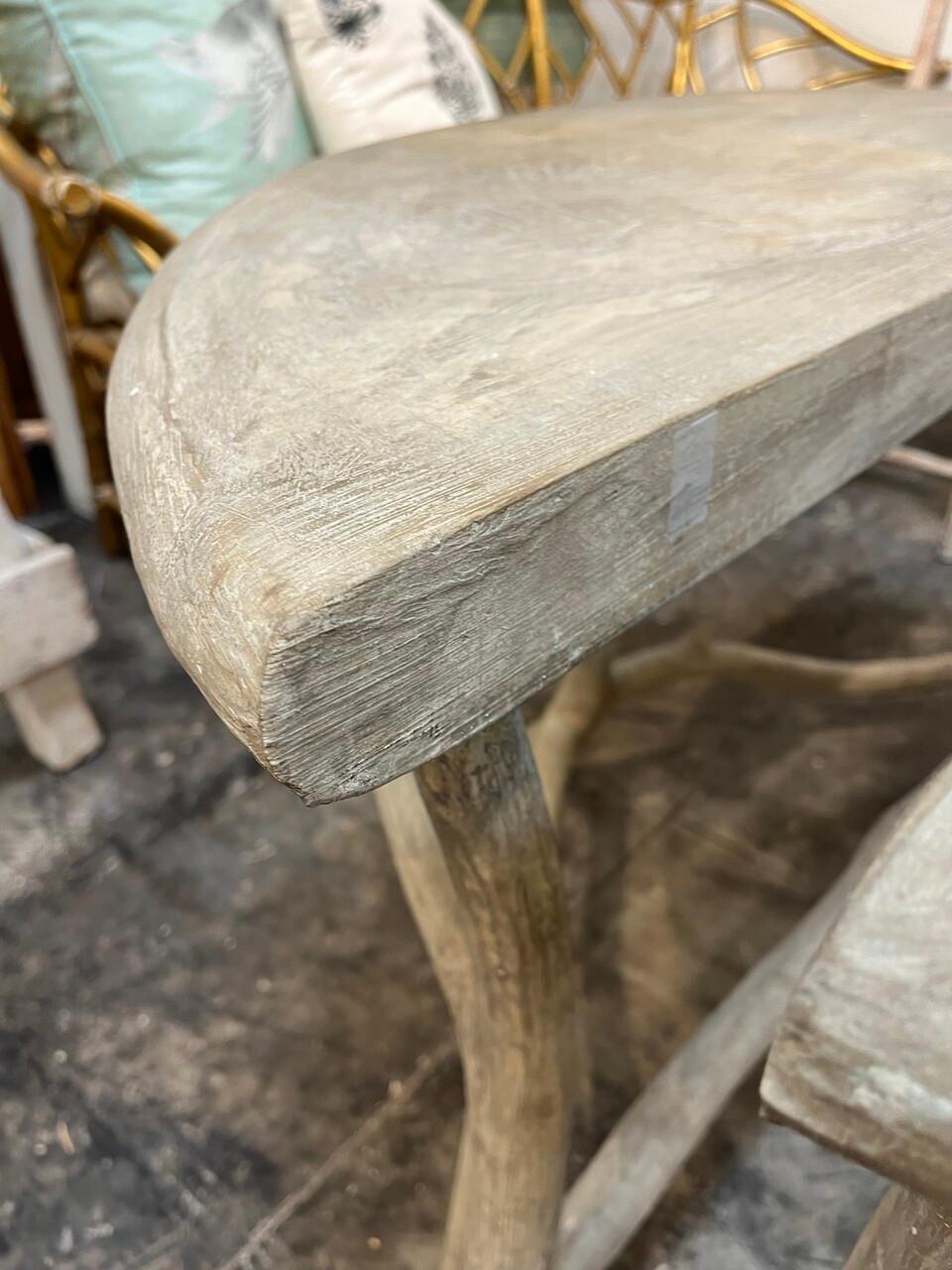 20th Century Pair of Faux Bois Cast Concrete Demilunes For Sale
