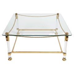 Mesa de centro «Hollywood Regency» de latón italiano con cordón y borla