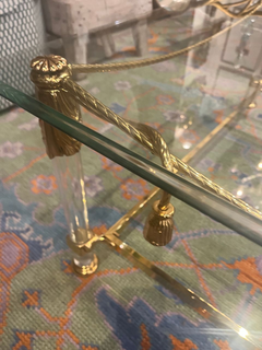 Mesa de centro «Hollywood Regency» de latón italiano con cordón y borla