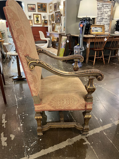 Pair 19th Century French Gilt Carved Walnut Stately Armchairs