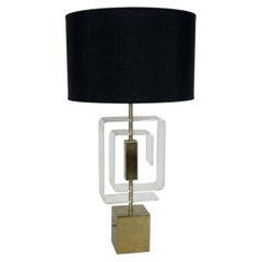 Mid Century Brass & Lucite Laurel Table Lamp