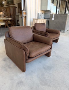 Pair of De Sede DS-61 Leather Lounge Easy Chairs