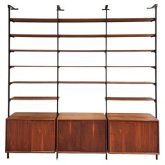 George Nelson Omni-Style Modular Wall Unit in Walnut with Black Metal Frame