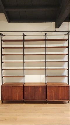George Nelson Omni-Style Modular Wall Unit in Walnut with Black Metal Frame