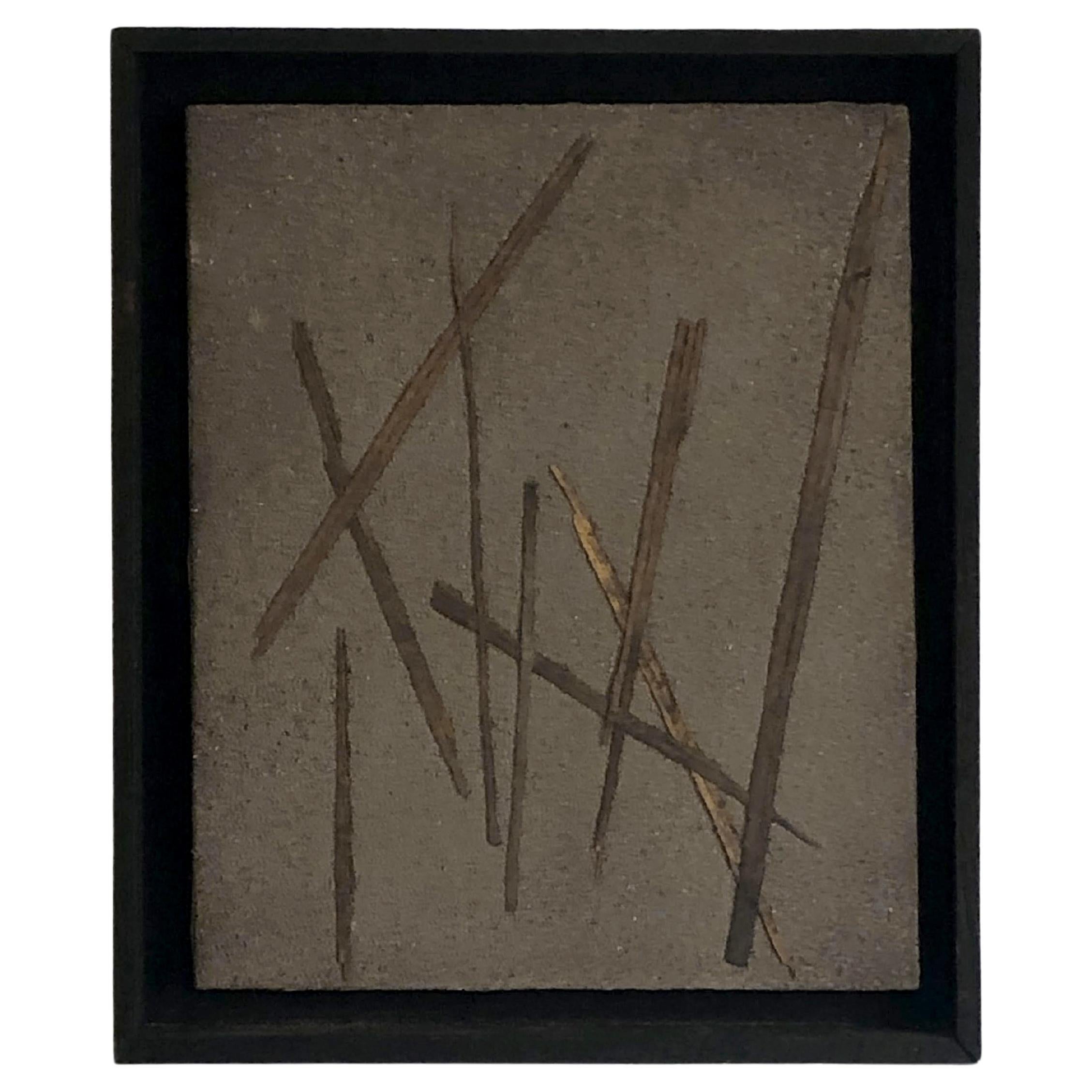 UN BRUTALISTA ABSTRACTO PINTURA rústica moderna sobre lienzo, Francia 2001