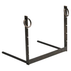 A MINIMALIST MODERNIST BRUTALIST Wrought Iron Double ANDIRONS, France 1960