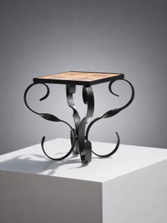 A MID-CENTURY-MODERN, Iron & Ceramic, SIDE TABLE, VALLAURIS, France 1950