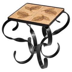 A MID-CENTURY-MODERN, Iron & Ceramic, SIDE TABLE, VALLAURIS, France 1950