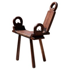 A BRUTALIST RUSTIC-MODERN Handmade CHAIR CRAFTSMAN Work France 1950