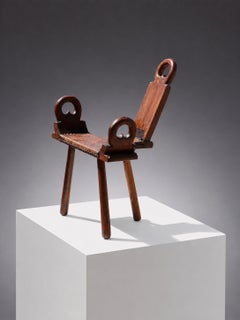 A BRUTALIST RUSTIC-MODERN Handmade CHAIR CRAFTSMAN Work France 1950